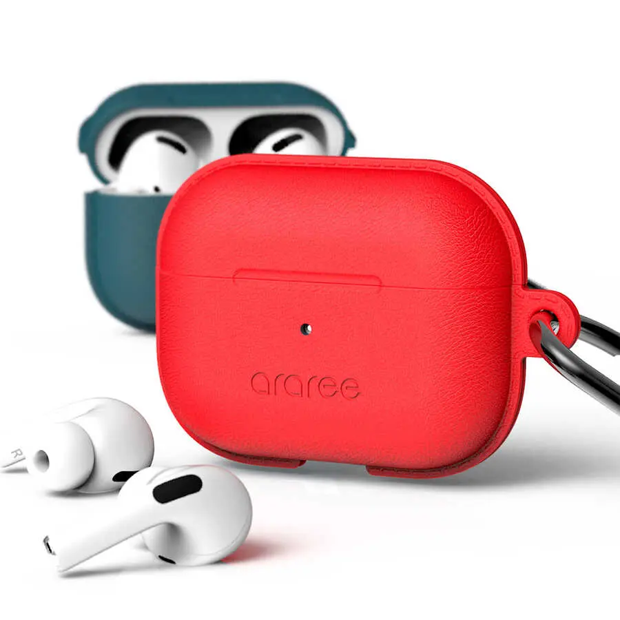 AirPods Pro Silikon Kılıf, Dikişli Deri Tasarım ve Askı Aparatlı - Araree Pops