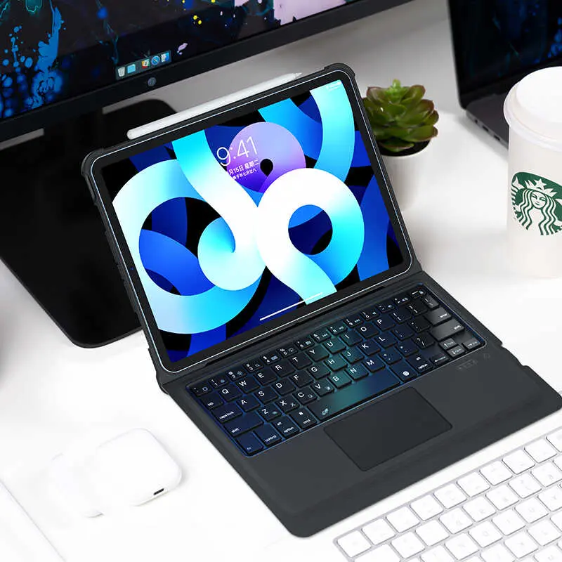 iPad 10.2" (9. Nesil) Kablosuz Klavyeli Kılıf, Trackpadli - Benks Multifunctional