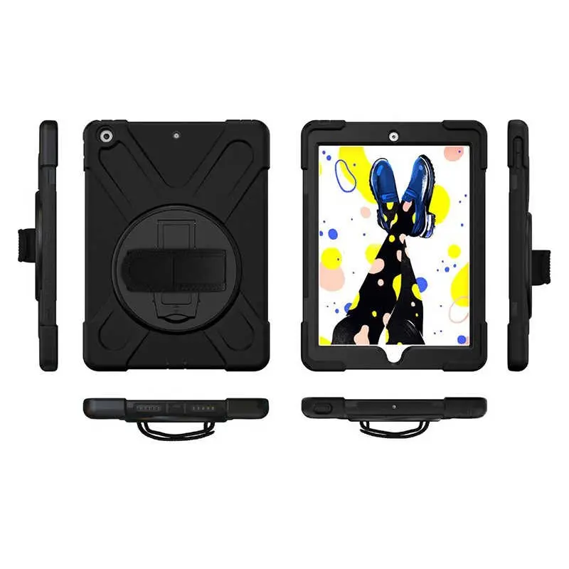 iPad 10.2" (9. Nesil) Omuz Askılı ve Standlı Silikon Tablet Kılıfı - Zore Defender