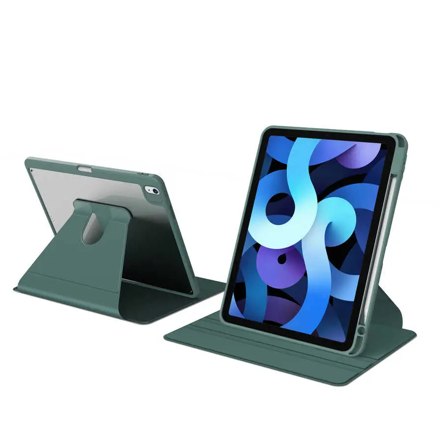 iPad 10.9" (10. Nesil) 360 Derece Dönebilen Standlı Şeffaf Kılıf - Zore Nayn