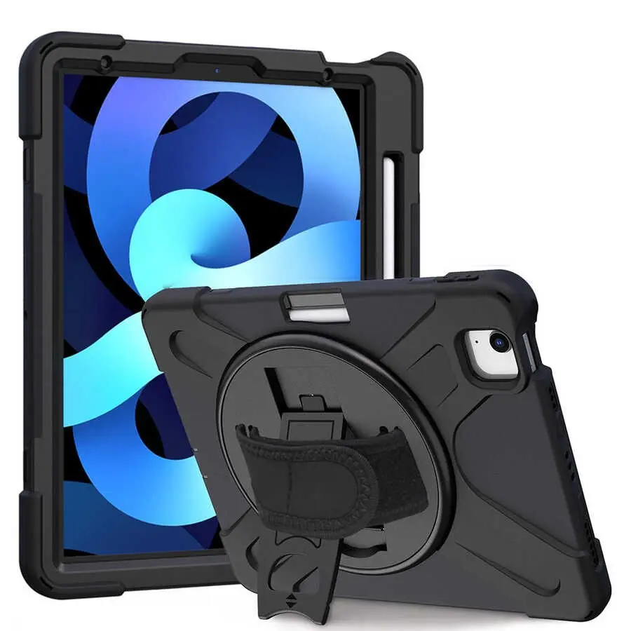 iPad Air 10.9" (4. Nesil) Silikon Tablet Kılıfı, Standlı ve Askılı - Zore Defender