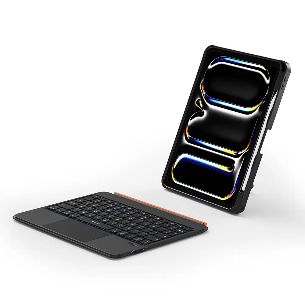 Apple iPad Air 11 2024 Wiwu MK-007 Combo Pro Kalem Bölmeli Klavyeli Standlı Kılıf