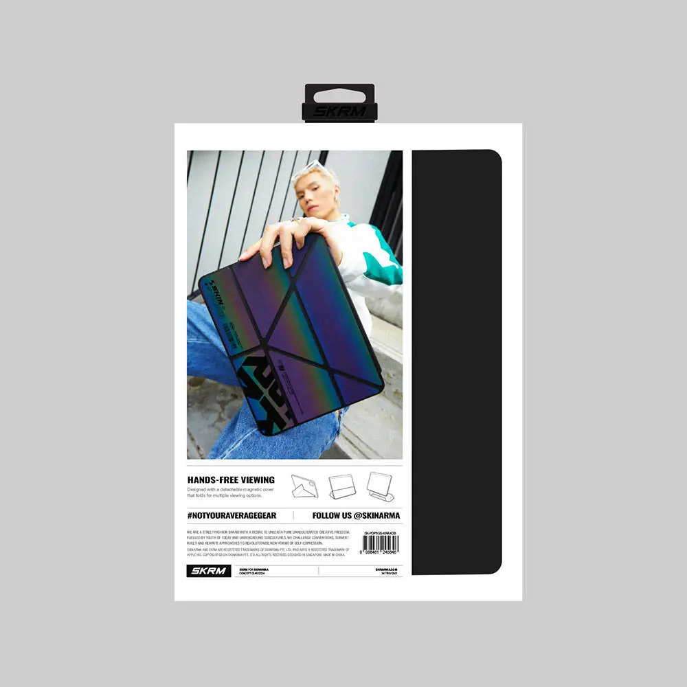 iPad Air 13" (M3) Manyetik Şeffaf Kılıf, Katlanabilir Standlı - Skinarma Kira Kobai