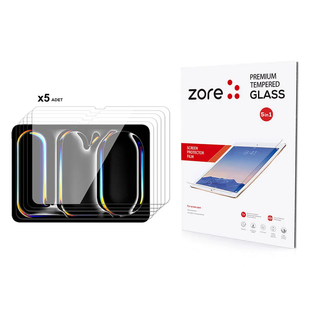 iPad Pro 11" (M4) Temperli Cam Ekran Koruyucu - Zore 5in1