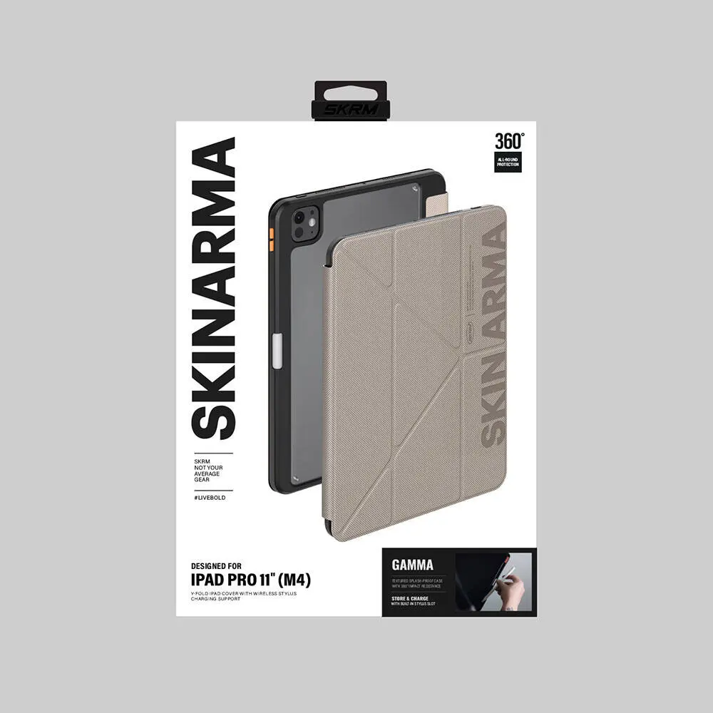 iPad Pro 11" (M5) Şeffaf Arka Kapaklı Standlı Kılıf - Skinarma Gamma