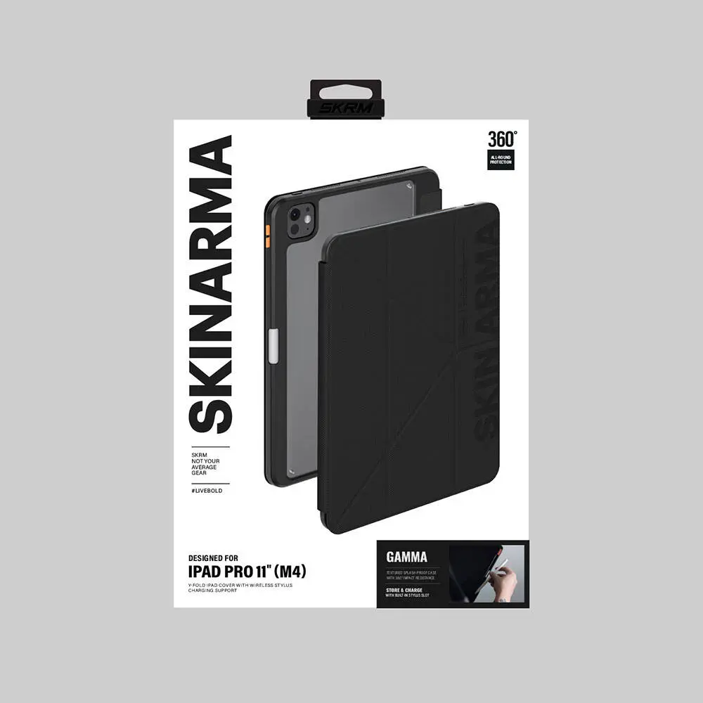 iPad Pro 11" (M5) Şeffaf Arka Kapaklı Standlı Kılıf - Skinarma Gamma