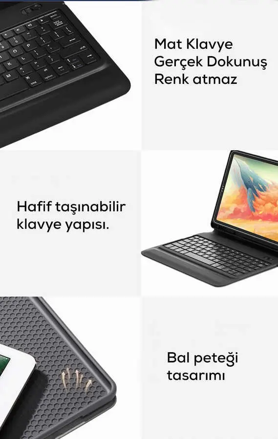 iPad Pro 11 Klavyeli Kılıf, Bluetooth Klavye ve Standlı - Wiwu Keyboard Folio
