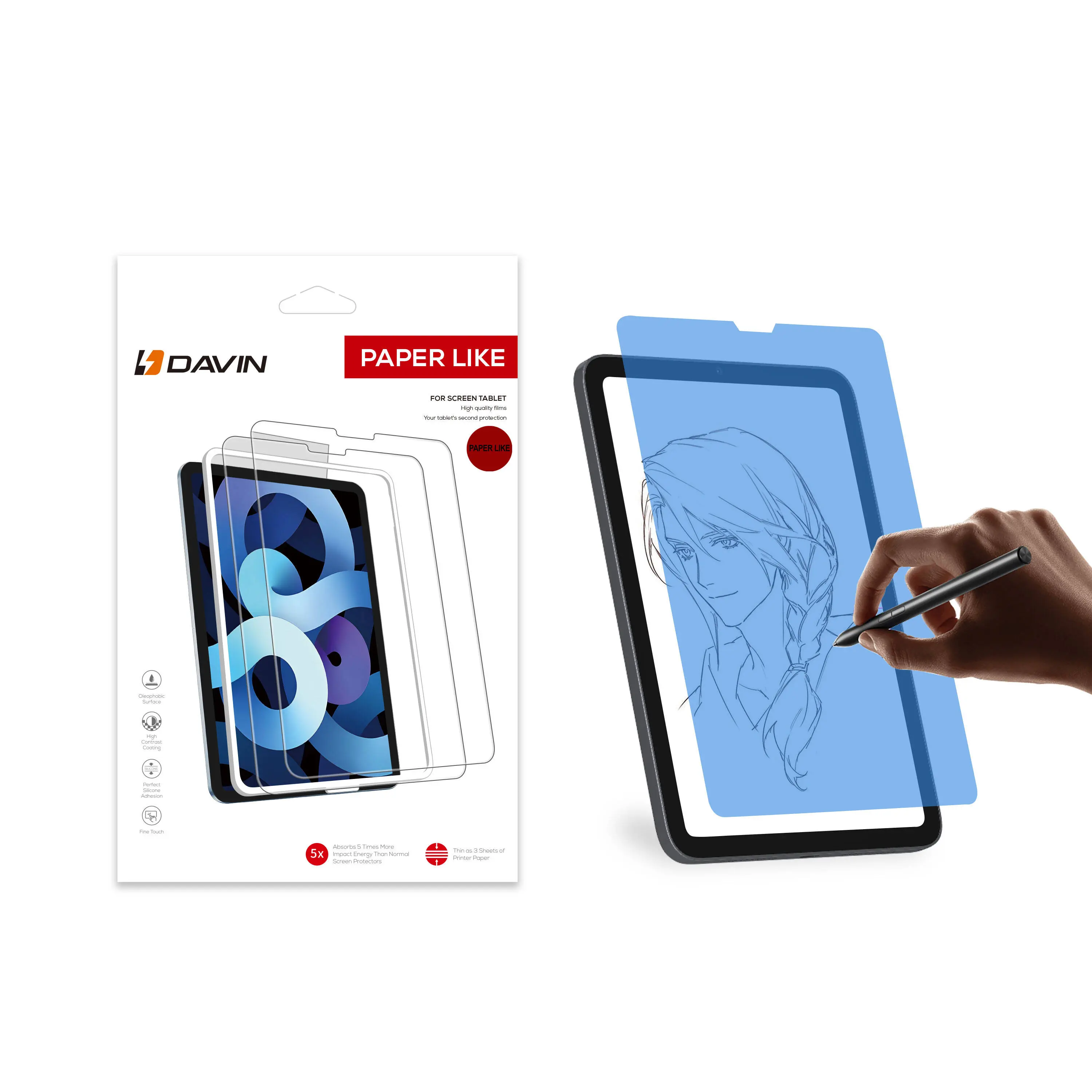 iPad Pro 12.9 Kağıt Hisli Mat Ekran Koruyucu - Davin Paper Like