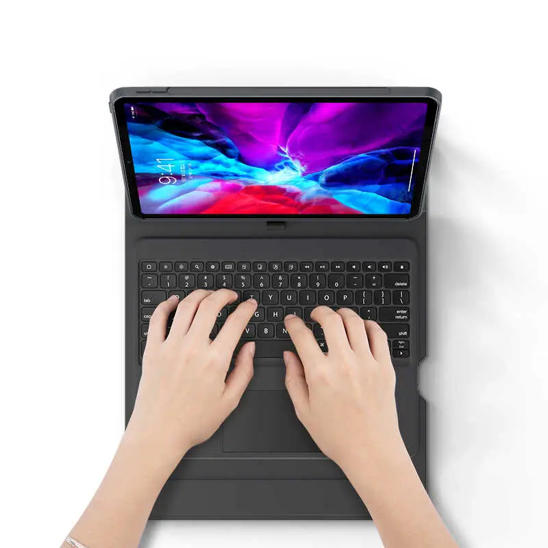 iPad Pro 12.9 2020 Kablosuz Klavyeli ve Trackpadli Kılıf - Benks Multifunctional
