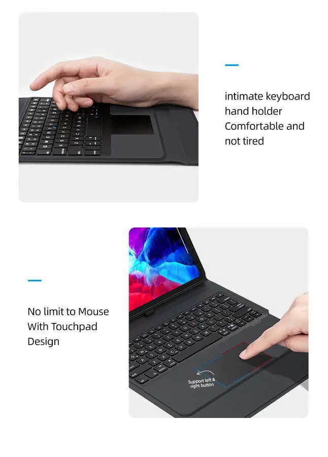 iPad Pro 12.9 2020 Kablosuz Klavyeli ve Trackpadli Kılıf - Benks Multifunctional