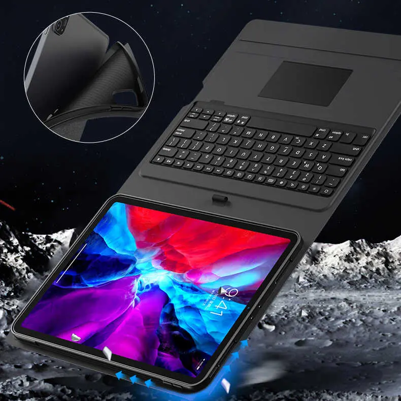 iPad Pro 12.9 2020 Kablosuz Klavyeli ve Trackpadli Kılıf - Benks Multifunctional