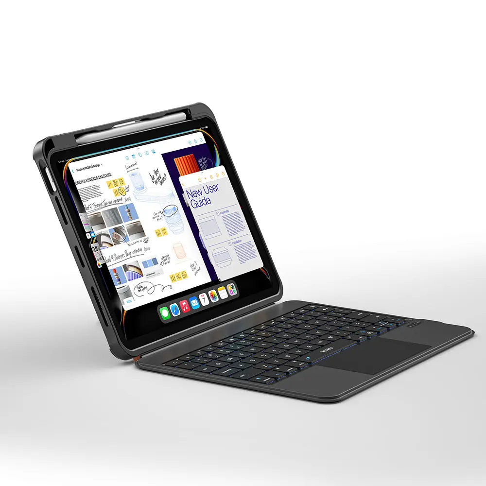 Apple iPad Pro 12.9 2021 (5.Nesil) Wiwu MK-007 Combo Pro Kalem Bölmeli Klavyeli Standlı Kılıf