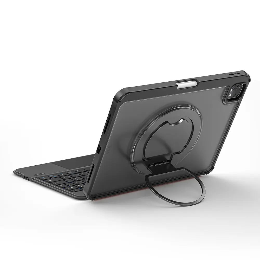 Apple iPad Pro 13 2024 Wiwu MK-007 Combo Pro Kalem Bölmeli Klavyeli Standlı Kılıf