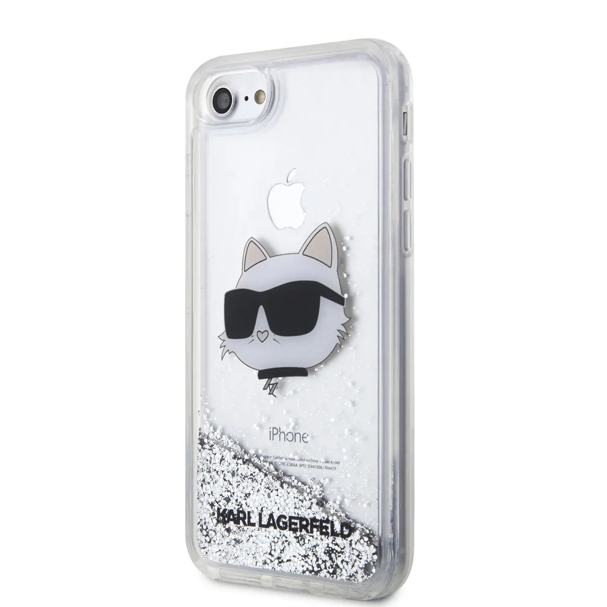 iPhone 7 Sıvılı Simli Kılıf - Karl Lagerfeld Choupette Head