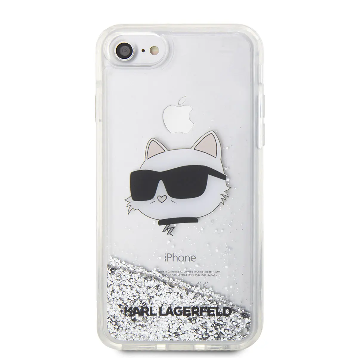 iPhone 7 Sıvılı Simli Kılıf - Karl Lagerfeld Choupette Head