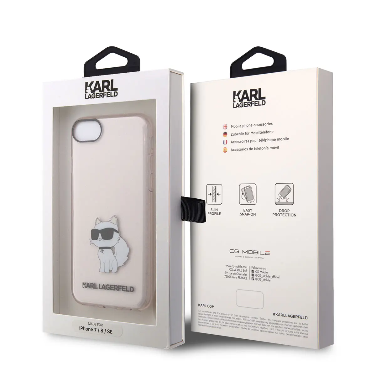 iPhone 7 Şeffaf Kılıf, Choupette Desenli - Karl Lagerfeld