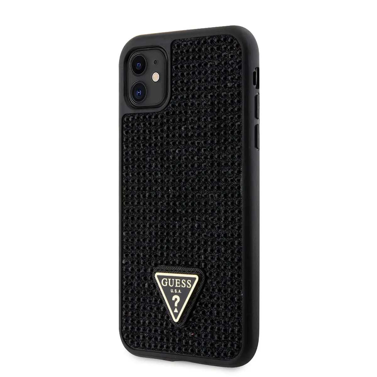 iPhone 11 Taşlı Arka Yüzey Üçgen Logolu Kılıf - Guess Lisanslı