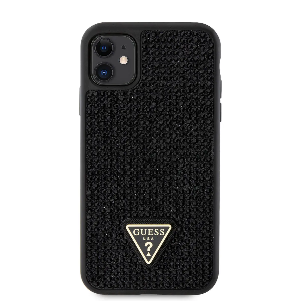 iPhone 11 Taşlı Arka Yüzey Üçgen Logolu Kılıf - Guess Lisanslı