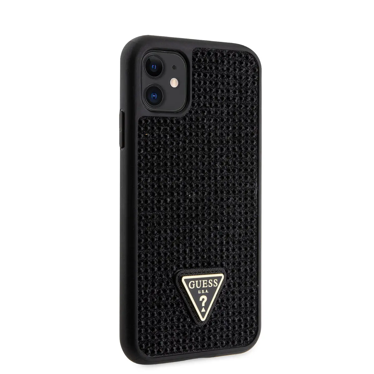 iPhone 11 Taşlı Arka Yüzey Üçgen Logolu Kılıf - Guess Lisanslı