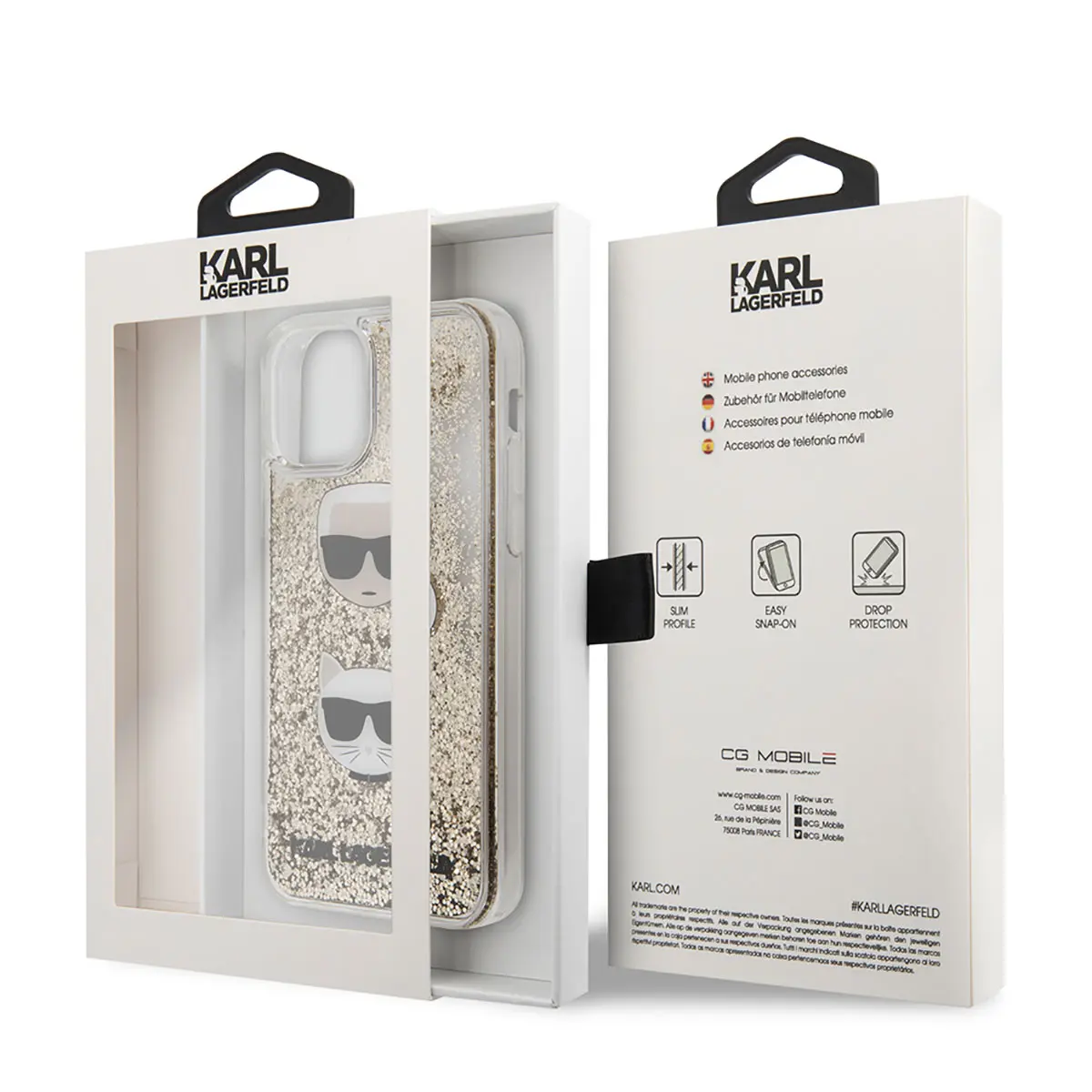 iPhone 11 Sıvılı Simli K&C Head Desenli Kılıf - Karl Lagerfeld