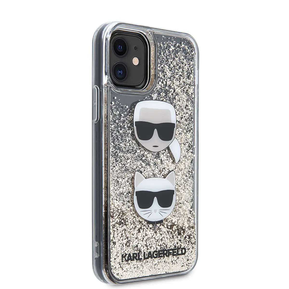 iPhone 11 Sıvılı Simli K&C Head Desenli Kılıf - Karl Lagerfeld