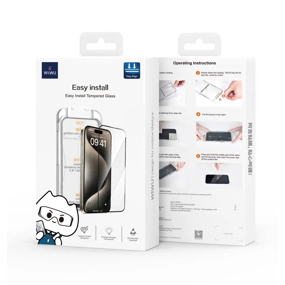 iPhone 12 Temperli Cam Ekran Koruyucu, Kolay Uygulama Aparatlı - Wiwu SQ-008
