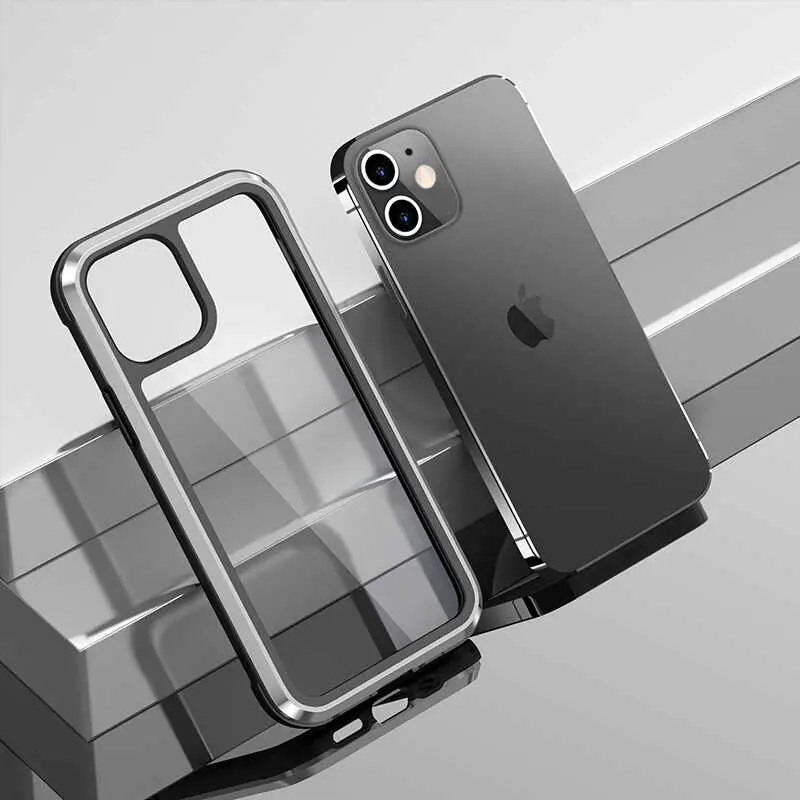 iPhone 12 Uyumlu Şeffaf Arka Yüzeyli Kılıf - Wiwu Defens Armor