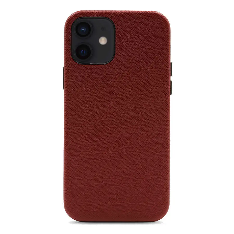 iPhone 12 Deri Kılıf, Kadife İç Yüzeyli ve Kablosuz Şarj Uyumlu - Kajsa Woven