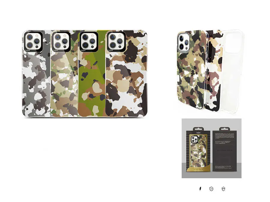 iPhone 12 Kamuflaj Tasarımlı Kılıf - Kajsa Camo Kapak