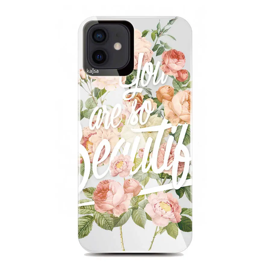 iPhone 12 Çiçek Desenli Kılıf, Kablosuz Şarj Uyumlu - Kajsa Floral