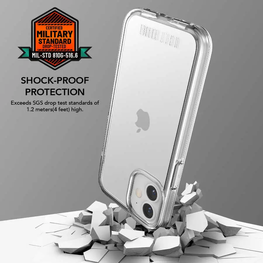 iPhone 12 Mini Şeffaf Kılıf, Sert PC ve TPU Tampon - Ugly Rubber Pure