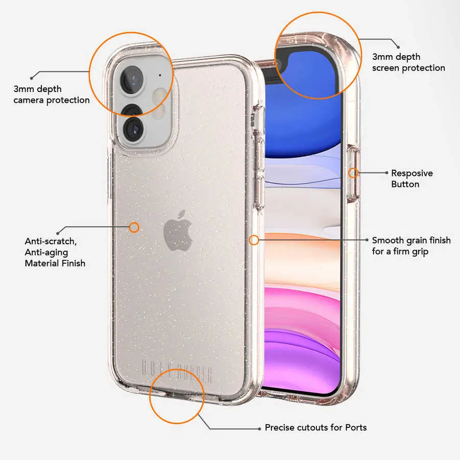iPhone 12 Mini Şeffaf Kenarlı Kılıf - Ugly Rubber Vogue
