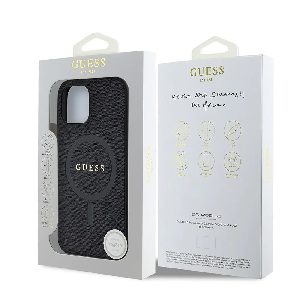 iPhone 12 Pro MagSafe Uyumlu Saffiano Kılıf - Guess Classic
