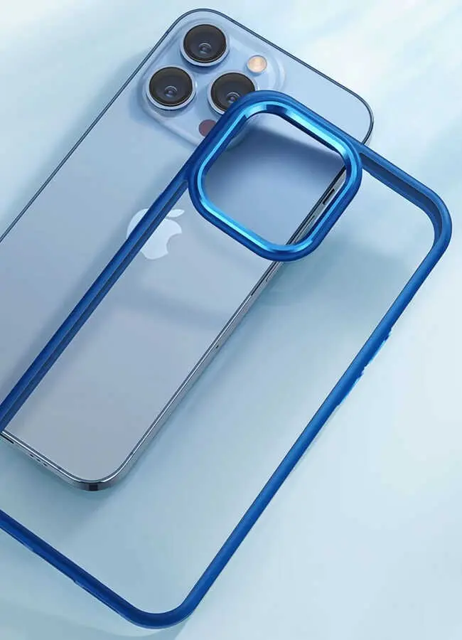 iPhone 12 Pro Şeffaf Arka Yüzeyli Renkli Kenar Kılıf - Zore Krom Kapak