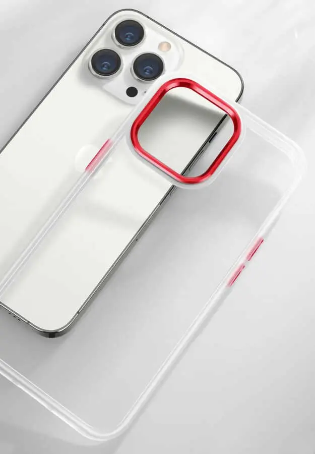 iPhone 12 Pro Şeffaf Arka Yüzeyli Renkli Kenar Kılıf - Zore Krom Kapak