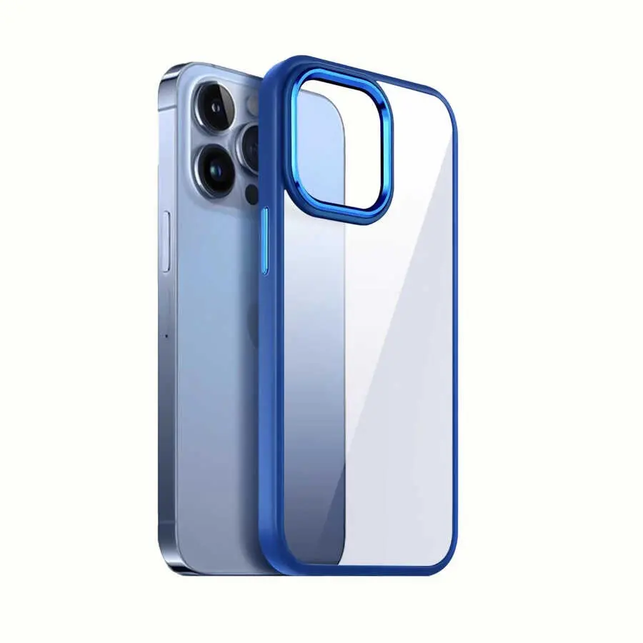 iPhone 12 Pro Şeffaf Arka Yüzeyli Renkli Kenar Kılıf - Zore Krom Kapak