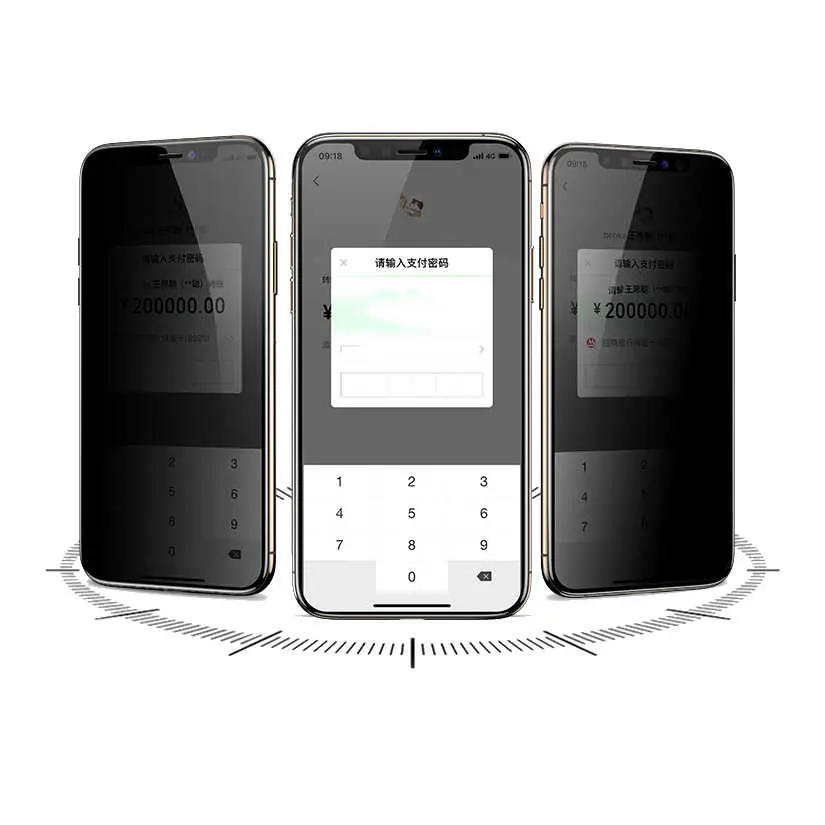 iPhone 12 Pro Max Gizlilik Camlı Ekran Koruyucu - Davin 5D Privacy