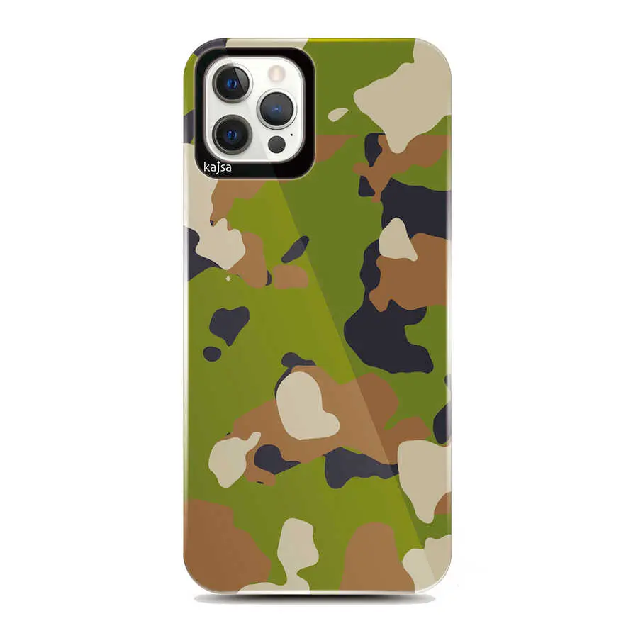 iPhone 12 Pro Max Kamuflaj Desenli Kılıf - Kajsa Camo Kapak
