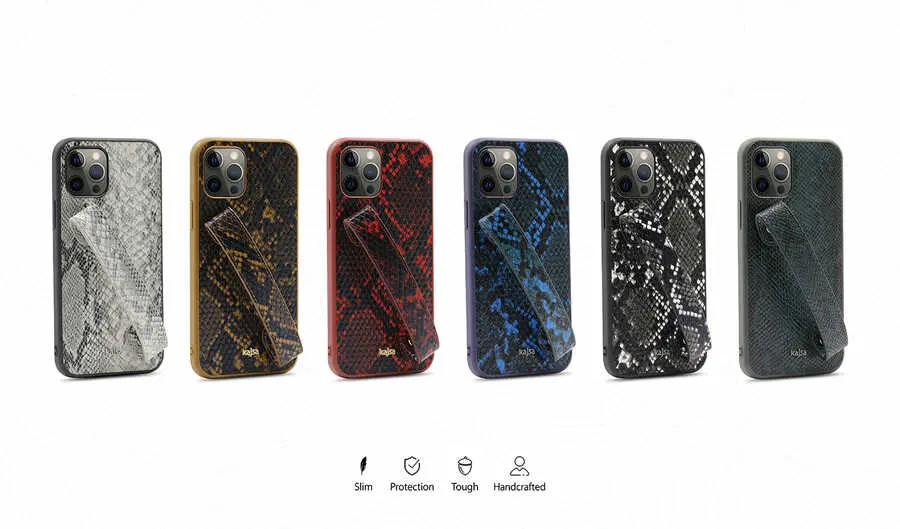 iPhone 12 Pro Max Yılan Desenli El Bantlı Kılıf - Kajsa Glamorous
