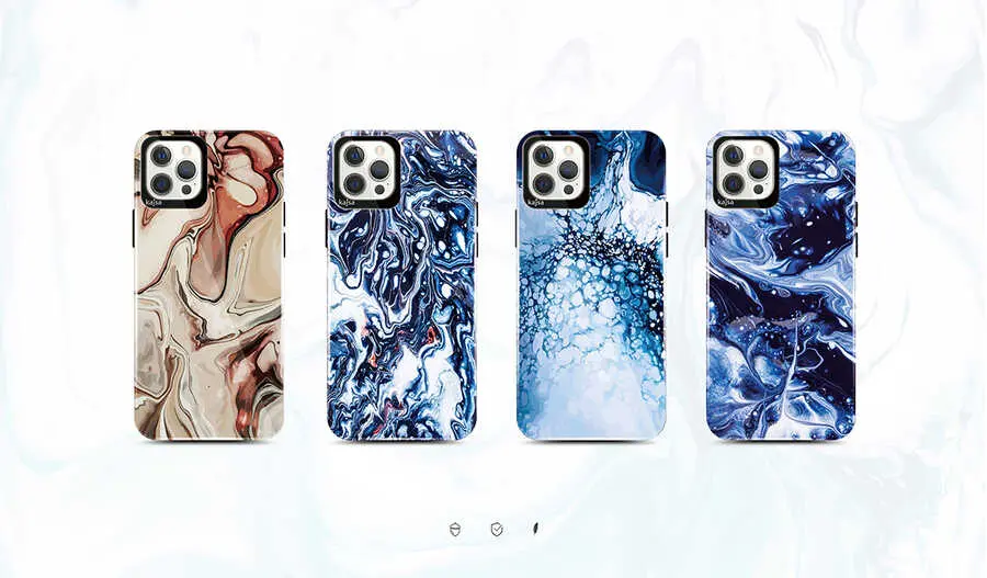 iPhone 12 Pro Max Kılıf, Ebru Tasarımlı İnce Kapak - Kajsa Lava