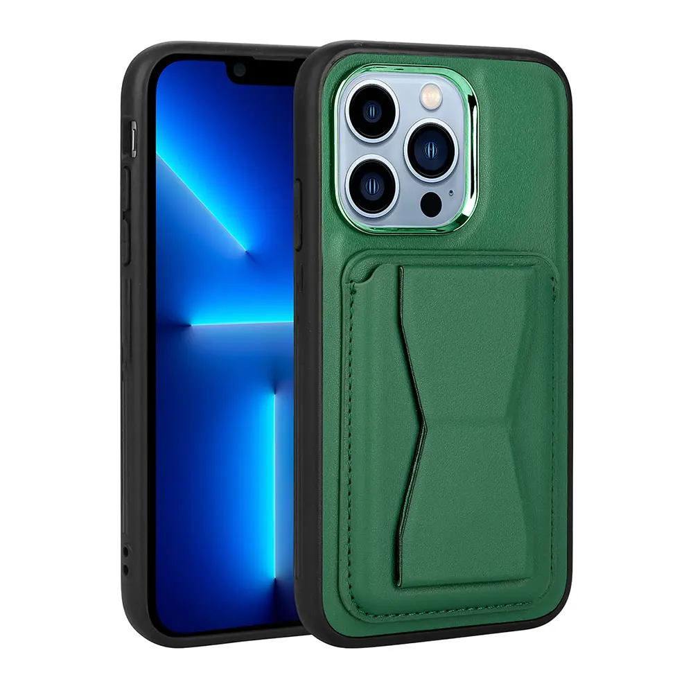 iPhone 12 Pro Max Kartlıklı ve Standlı Pu Deri Kılıf - Zore Memo