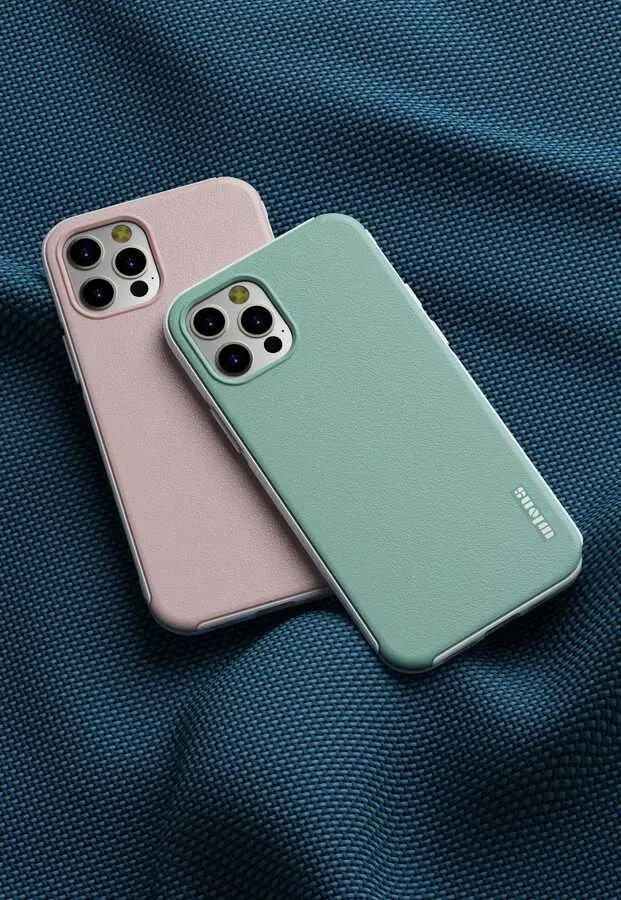 iPhone 12 Pro Max Kılıf, Yükseltilmiş Kenarlı Suni Deri Görünümlü - Wlons Hill