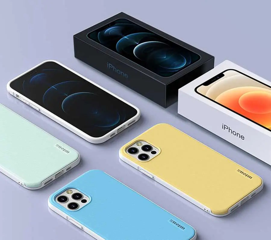 iPhone 12 Pro Max Kılıf, Yükseltilmiş Kenarlı Suni Deri Görünümlü - Wlons Hill