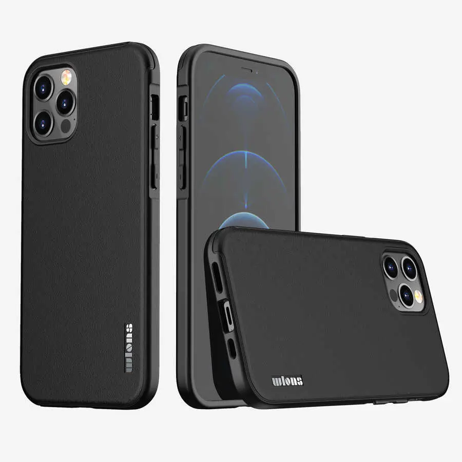 iPhone 12 Pro Max Kılıf, Yükseltilmiş Kenarlı Suni Deri Görünümlü - Wlons Hill
