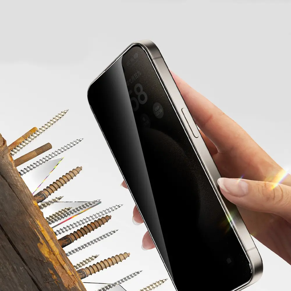 iPhone 13 Gizlilik Temperli Cam Ekran Koruyucu - Zore 2.5D Oliv Privacy