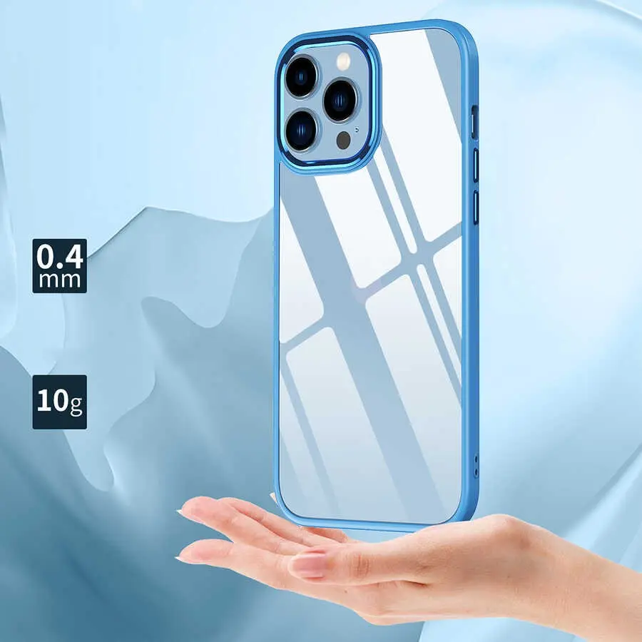 iPhone 13 Şeffaf Arka Yüzeyli Kılıf - Zore Krom Kapak