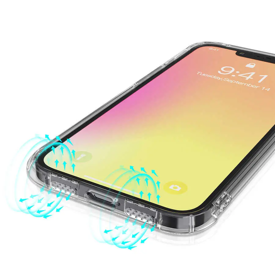 iPhone 13 Şeffaf Kılıf, Airbag Köşeli ve Kablosuz Şarj Uyumlu - Kajsa Transparent