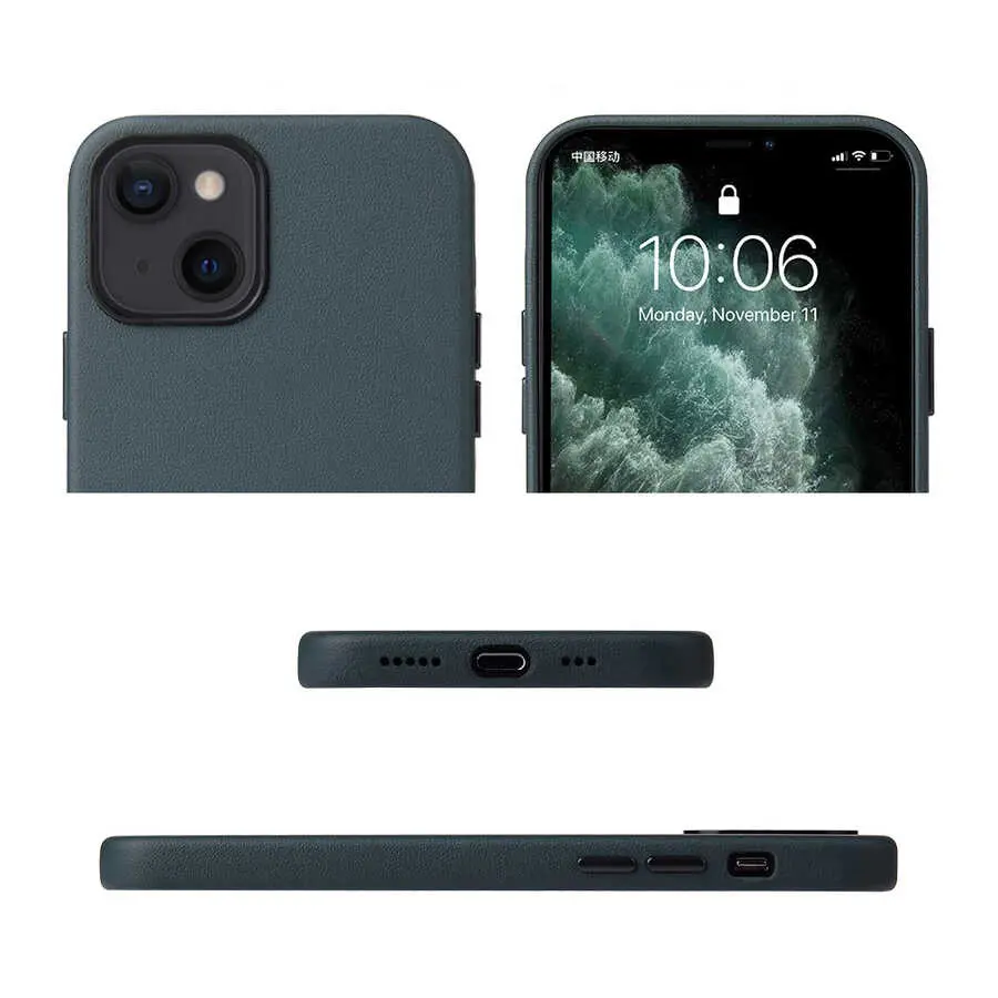iPhone 13 Mini Deri Kılıf, Kablosuz Şarj Uyumlu - Zore Eyzi