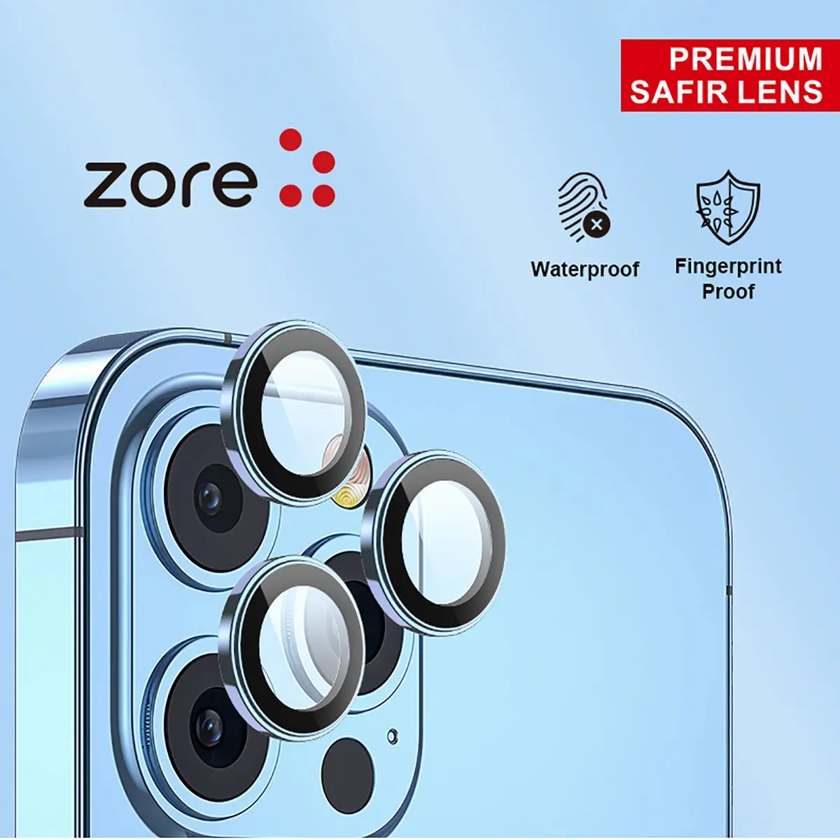 iPhone 13 Mini Safir Kamera Lens Koruyucu, Parmak İzi Bırakmayan - Zore CL-12