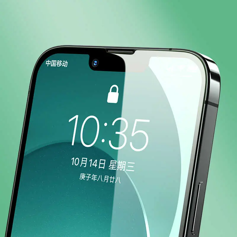 iPhone 13 Pro Tam Kaplamalı Kavisli Kenar Ekran Koruyucu - Benks V Pro Green Light